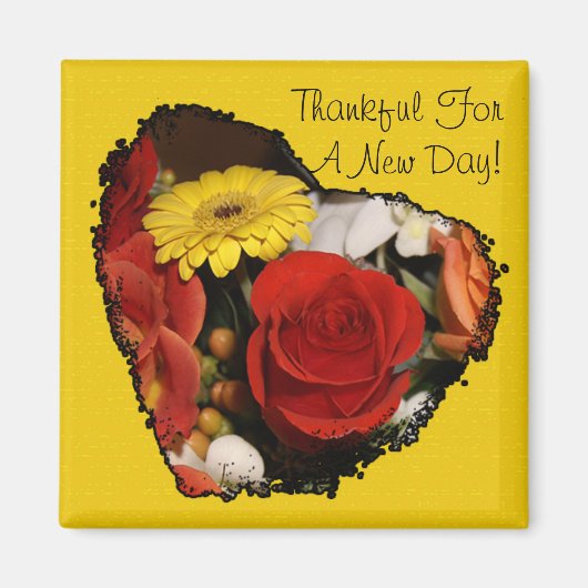 Custom Jagged Edge Mooi Floral Heart Bouquet Magneet (Voorkant)