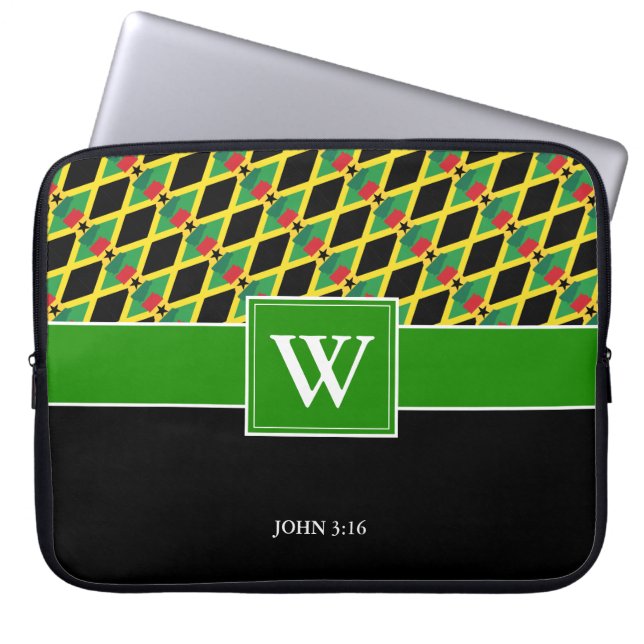 Custom JAMAICA GHANA Monogram Laptop Sleeve (Voorkant)