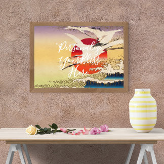 CUSTOM Japanese Great Wave & Crane Art Print 