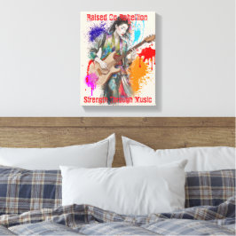 Custom Japanese Woman Gitarist Art Inspirerend Canvas Afdruk