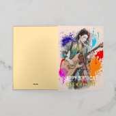 Custom Japanese Woman Gitarist Art Inspirerend Folie Wenskaart (Buiten Laag)