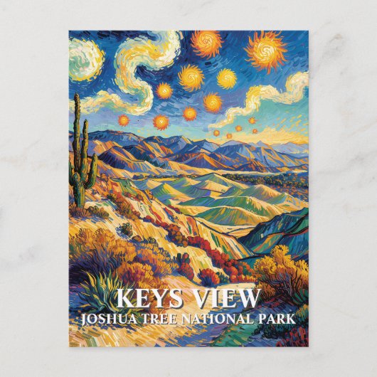 Custom Joshua Tree Keys View Van Gogh Landscape Briefkaart (Voorkant)