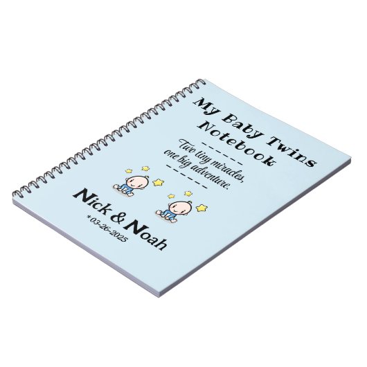 Custom Journal, gepersonaliseerde Baby Boy Twins, Notitieboek (Linkerzijde)