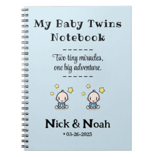 Custom Journal, gepersonaliseerde Baby Boy Twins, Notitieboek