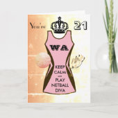 Custom Keep Calm and Play Netball 21e verjaardag Kaart (Voorkant)
