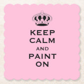 Custom Keep Calm (uw woord) Roze Set van 6 Kartonnen Onderzetters (Voorkant)