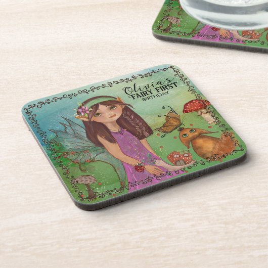 Custom Keepsake - Enchanted Forest Fairy Verjaarda Bier Onderzetter (Linkerzijde)