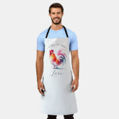 Custom Keuken Schort Wit met Haan (Gedragen)