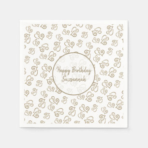 Custom Khaki Heart Pattern Servet