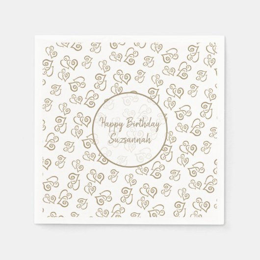 Custom Khaki Heart Pattern Servet (Voorkant)