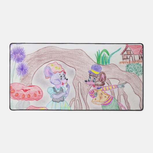 Custom Kids Artwork, deux mignonnes souris, fleurs (Recto)