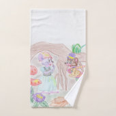 Custom Kids Artwork, deux mignonnes souris, fleurs (Serviette à main)