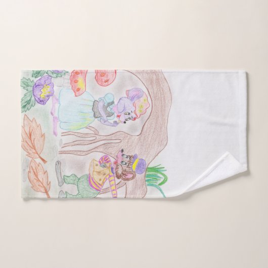 Custom Kids Artwork, deux mignonnes souris, fleurs (Serviette à main)