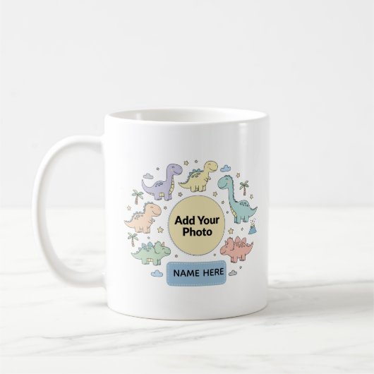 Custom Kids Dinosaur Photo Mug (Gauche)