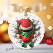 Custom Kids Face Photo Funny Christmas Elf Name Keramisch Ornament