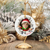 Custom Kids Face Photo Funny Christmas Elf Name Keramisch Ornament