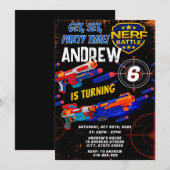 Custom Kids Nerf Birthday Invitation (Devant / Derrière)