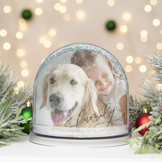 Custom Kids Pet Family Photo Snow Globe