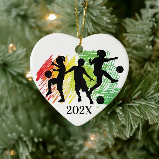 Custom Kids Soccer Player Christmas Ceramic Orname Keramisch Ornament (Boom)