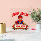 Custom Kids Superhero Name Acryl Bord (Huwelijk)