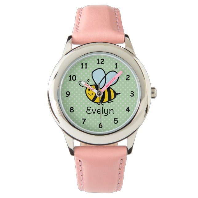 Custom kinderen horloge met schattige honingbij te (Voorkant)