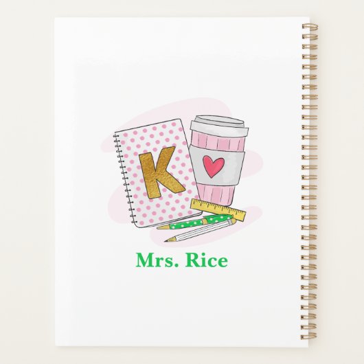 Custom Kindergarten enseignant Pink Dot Livre Café (Dos)