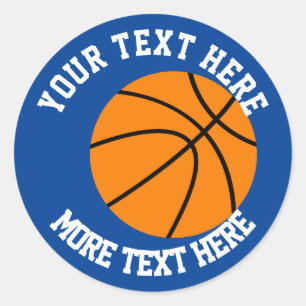 Custom kind's Verjaardagsfeestje gunst basketbalsp Ronde Sticker