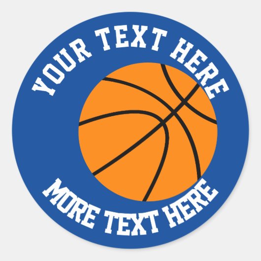 Custom kind's Verjaardagsfeestje gunst basketbalsp Ronde Sticker (Voorkant)