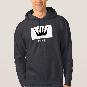 Custom King Text Crown Afbeelding Hoodie Donkergri