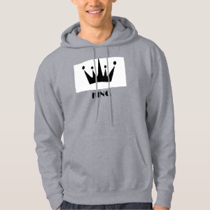 Custom King Text Crown Hoodie Grijs Sweatshirt