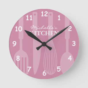 Custom kitchen wall clock with cooking utensils ronde klok