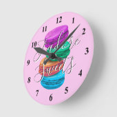 Custom kitchen wall clock with French macaron art Ronde Klok (Hoek)