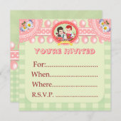 Custom Kitsch Green Gingham Kind Party Blank - Kaart (Voorkant / Achterkant)