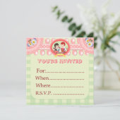 Custom Kitsch Green Gingham Kind Party Blank - Kaart (Staand voorkant)