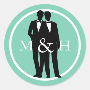 Custom Kleur Gay Paar Grooms Bruiloft Stickers