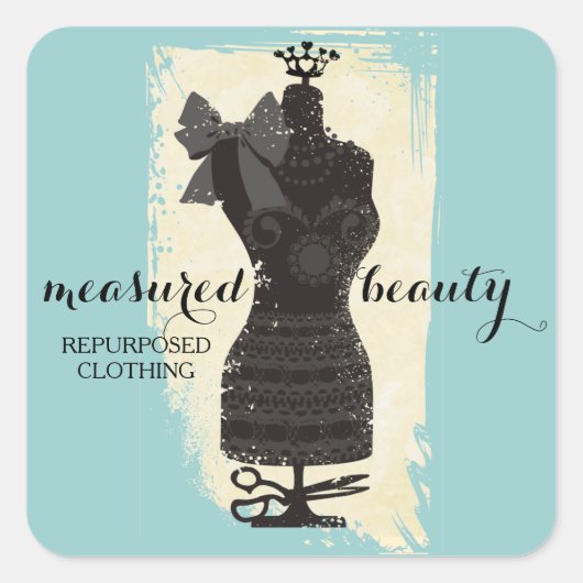 Custom kleur jurk dummy mode mannequin naaien vierkante sticker (Voorkant)