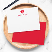 Custom Kleur Monogram Hart Modern Script Notitiekaartje