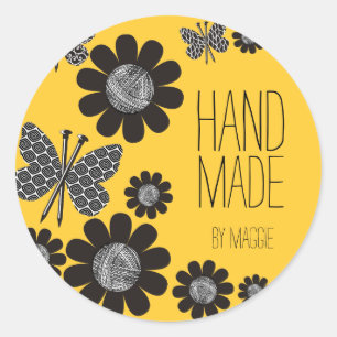 Custom kleur vlinder breien naalden garen bloem ronde sticker