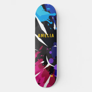 Custom Kleurrijke 2D Animatie Blauw Zwart Paarse Skateboard