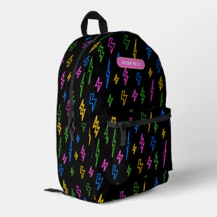 Custom Kleurrijke 80's Retro Neon Lightning School Bedrukte Rugzak