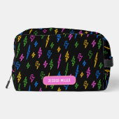 Custom Kleurrijke 80's Retro Neon Lightning School Toilettasje (Achterkant)