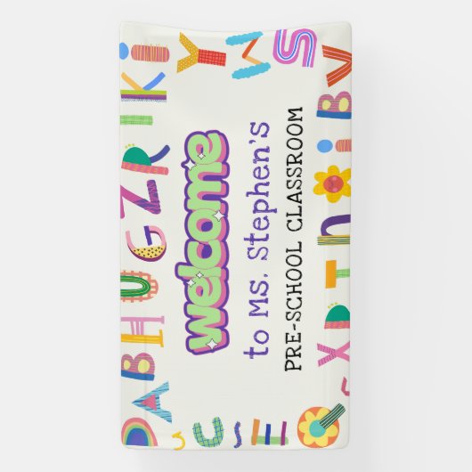 Custom Kleurrijke Brief Welkom Leraar's Classroom Spandoek (Verticaal)