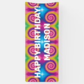Custom Kleurrijke groovy funky tie dye fun verjaar Spandoek (Verticaal)