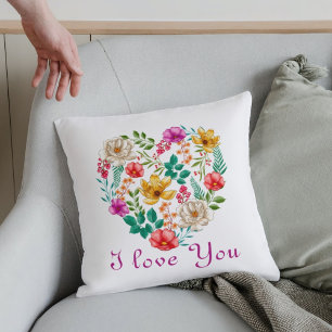 Custom Kleurrijke Hart Bloemen Moederdag Kussen