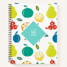 Custom Kleurrijke Vruchten Monogram Verjaardag Notitieboek
