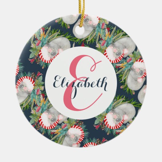 Custom Koala Christmas Blue Keramisch Ornament (Voorkant)