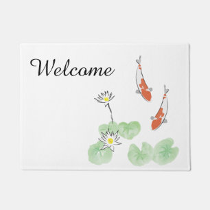 Custom Koi Pond White Deurmat