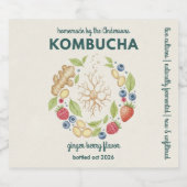 Custom Kombucha Botanical Bottle Label Bier Etiket (Enkel label)