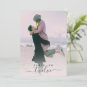 Custom Koppel Foto Hand Geletterd Script Bruiloft Kaart (Staand voorkant)