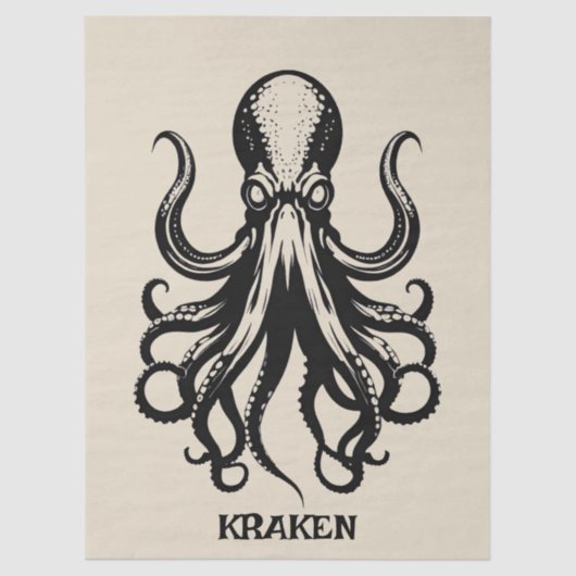 Custom Kraken Octopus Squid Name Decoupage Tissuepapier (Voorkant)